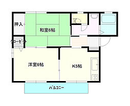パークサイド・ディアスB 2DKの間取図画像