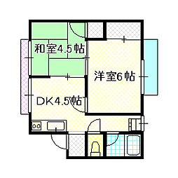 グリーンハイツ 2DKの間取図画像