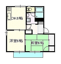 グランヴィア1 2DKの間取図画像
