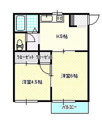 オーシャン 2Kの間取図画像