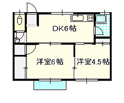 富士荘No.1 2DKの間取図画像