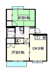 コーポハートランドB 2DKの間取図画像