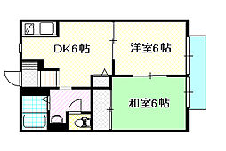 ミルフィーユA 2DKの間取図画像