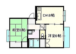 グリーンハイツ2 2DKの間取図画像