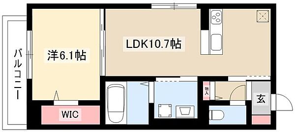 D-room名駅 D棟 ｜愛知県名古屋市中村区太閤1丁目(賃貸アパート1LDK・2階・41.96㎡)の写真 その2