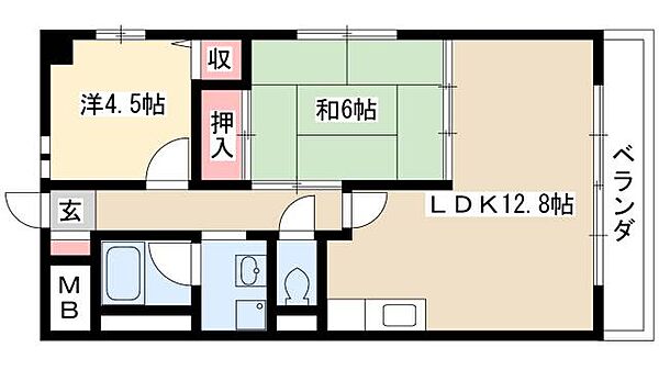 サンコーポ・フジ ｜愛知県名古屋市中川区荒子2丁目(賃貸マンション2LDK・6階・50.29㎡)の写真 その2