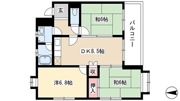 サンサーラ・キトー ｜愛知県名古屋市中川区東春田3丁目(賃貸マンション3DK・1階・58.75㎡)の写真 その2