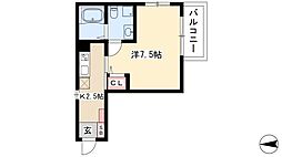 カーサアベニューナカムラ 3階1Kの間取り