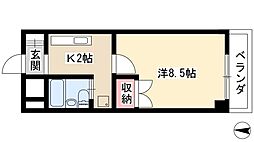 ガーデンハイツ港陽 6階1Kの間取り