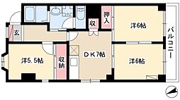 エスプラナード 2階3DKの間取り