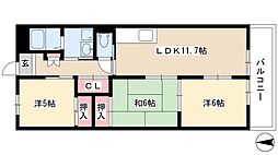 ライフステージ川間 4階3LDKの間取り