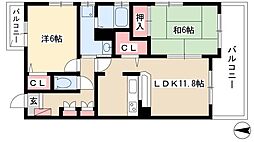 シティーガーデン善進本町 4階2LDKの間取り