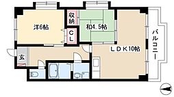 サンライズ入場 4階2LDKの間取り