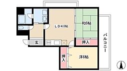 ブラザービル八幡 4階2LDKの間取り