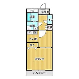 Sunfit 4階1DKの間取り