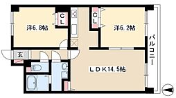 コロネット稲永 4階2LDKの間取り