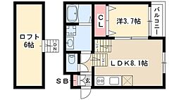 カンファーフォレスト 1階1LDKの間取り