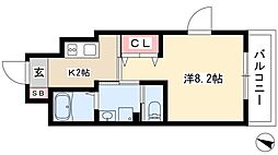 ラヴィ・K 3階1Kの間取り