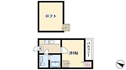 サンクチュアリ 1階1Kの間取り