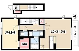 アンジュール 2階1LDKの間取り