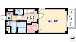 グランツ 1階1Kの間取り