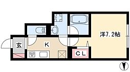 ポートパレス東海通 1階1Kの間取り