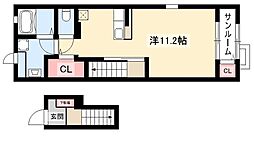 アドバンスト 2階ワンルームの間取り