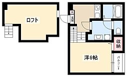 アールグレイス中島町 1階1Kの間取り