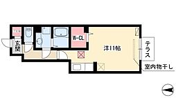 ボンジュール本陣 1階ワンルームの間取り