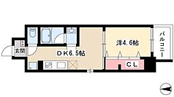 プライム松原 4階1DKの間取り