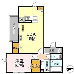 D-ROOM 剣 3階1LDKの間取り