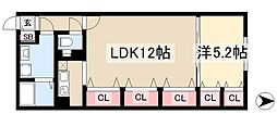 クレストタップ名古屋ウエスト 2階1LDKの間取り