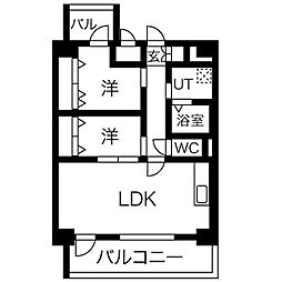 Brick Kamejima 9階2LDKの間取り