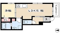 フォンテーヌ 1階1LDKの間取り
