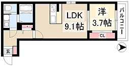 OHKI西日置 1階1LDKの間取り
