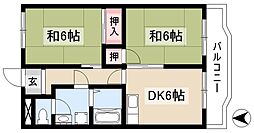 ヴィラ・フローラ 1階2DKの間取り