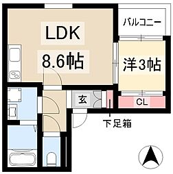 Coco Cat 岩塚 1階1LDKの間取り