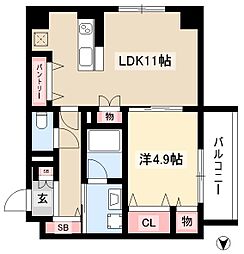 ヴィファーレ金山 4階1LDKの間取り