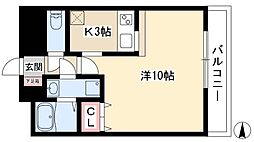 プレシャス鴨付 3階1Kの間取り
