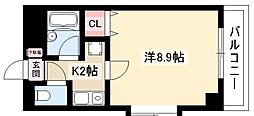 エクセレント 1Kの間取図画像