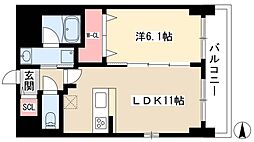 プレサンス名古屋ステーションサティナ 1LDKの間取図画像