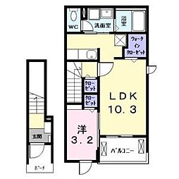 アスセーナ並木 1LDKの間取図画像