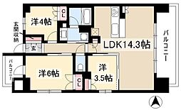 プレサンスロジェ名駅南 3LDKの間取図画像