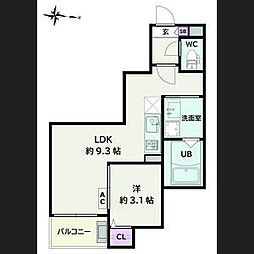 Jack hosokomeI 1LDKの間取図画像