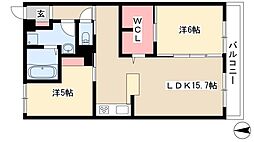 コーポやすり苑 2LDKの間取図画像