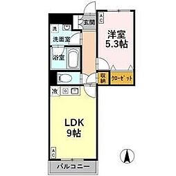 ロータス亀島 1LDKの間取図画像