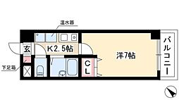 リバティハイツ白鳥 1Kの間取図画像