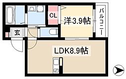 シャルム2 1LDKの間取図画像