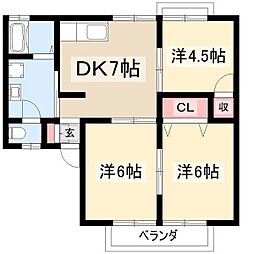 リエス吉津 3DKの間取図画像