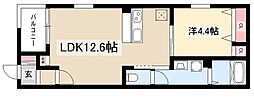 サンクレール八田 1LDKの間取図画像